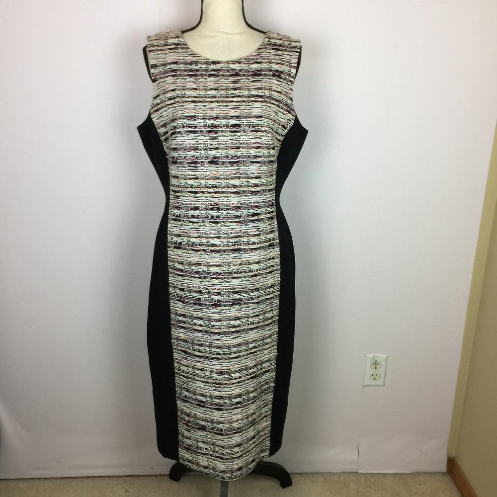 New! Emerson Rose Sheath Dress Size 14 Womans Black White Colorblock Sleeveless